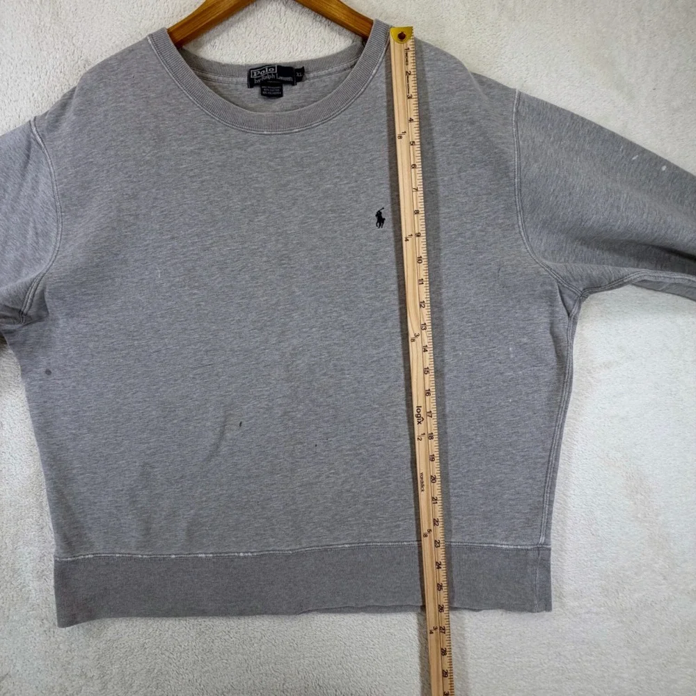 Vintage 90's Polo Ralph Lauren Gray Crewneck Sweatshirt XL Distressed Pony Logo